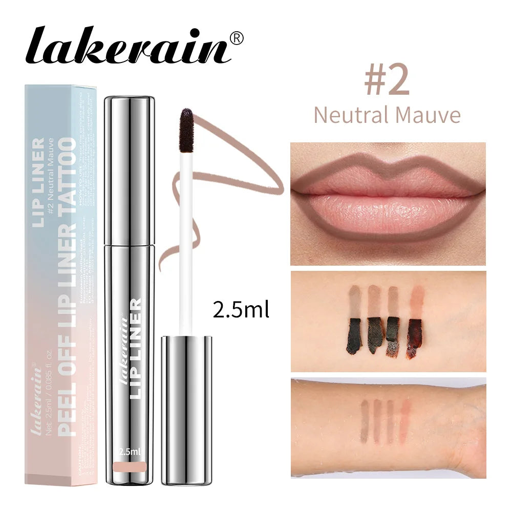 4-Color Peel off Lip Liner Tattoo - Waterproof Long-Lasting Matte Non-Stick Fading Lip Tint Sexy Red Contour Makeup