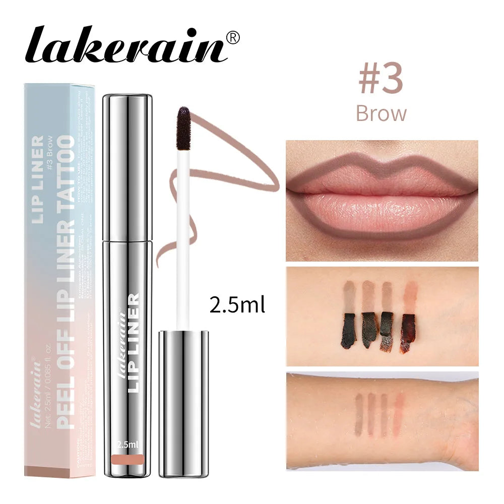 4-Color Peel off Lip Liner Tattoo - Waterproof Long-Lasting Matte Non-Stick Fading Lip Tint Sexy Red Contour Makeup