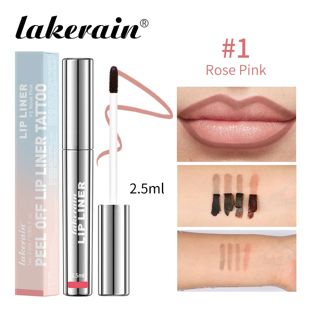 4-Color Peel off Lip Liner Tattoo - Waterproof Long-Lasting Matte Non-Stick Fading Lip Tint Sexy Red Contour Makeup