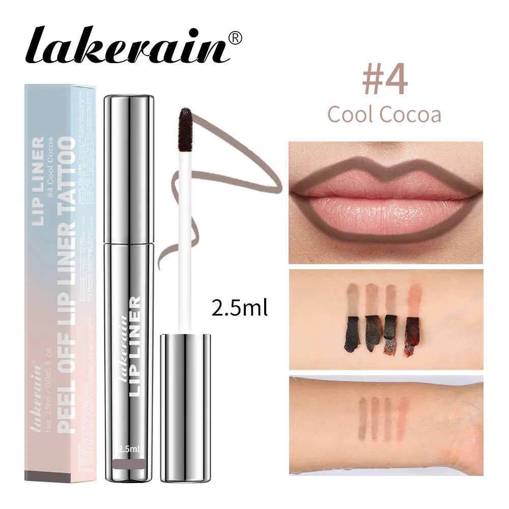 4-Color Peel off Lip Liner Tattoo - Waterproof Long-Lasting Matte Non-Stick Fading Lip Tint Sexy Red Contour Makeup